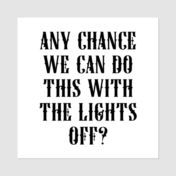 Text - ANY CHANCE WE CAN DO THIS WITH THE LIGHTS OFF? - Image 3